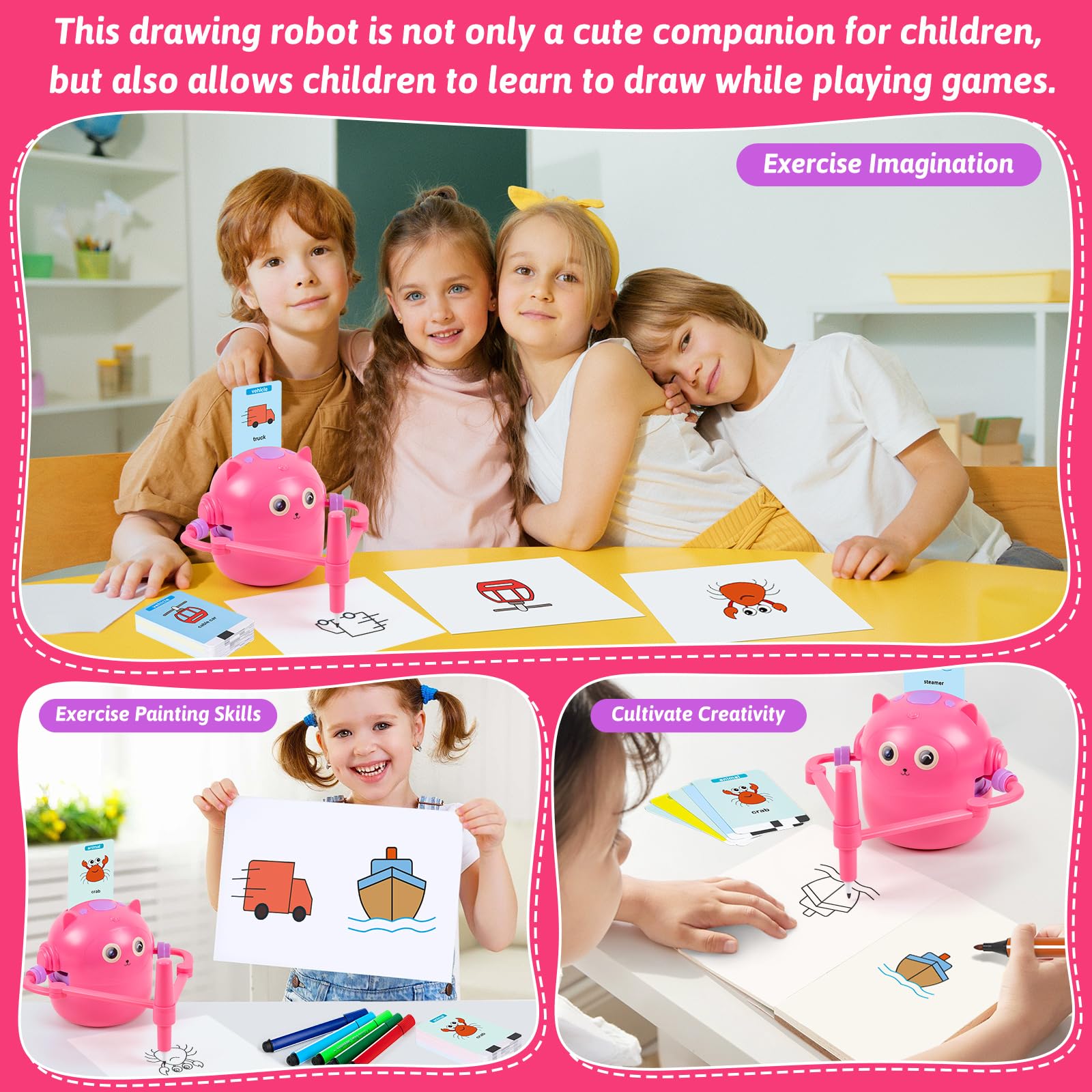 TREEFIA drawing robot with 16 color pens ready for colorful learning
