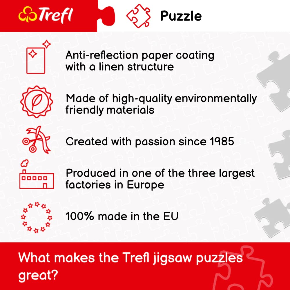 Trefl Vernazza puzzle with non-reflective layer reduces glare.