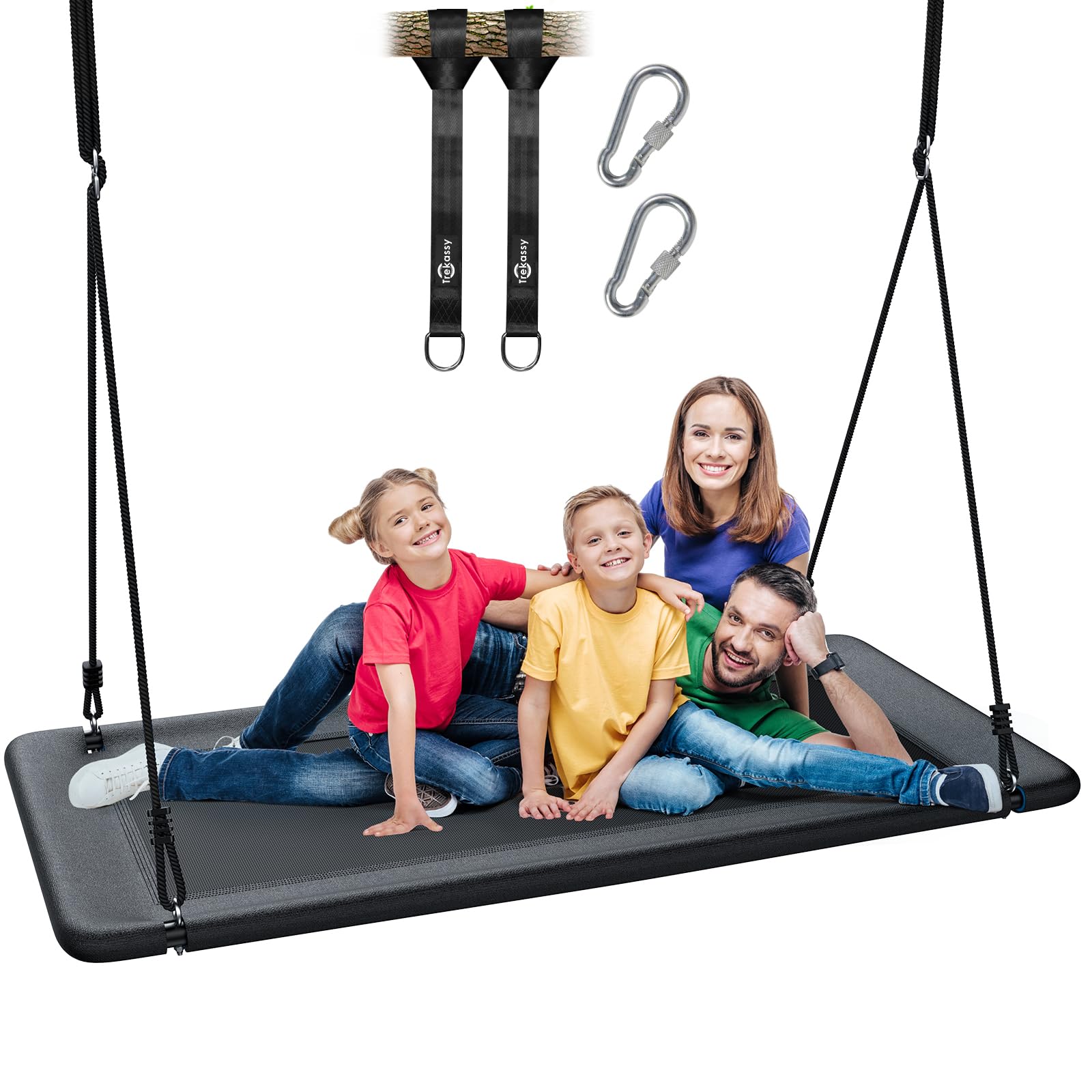 Trekassy 60-inch platform swing seat offers roomy space for outdoor use and family play.