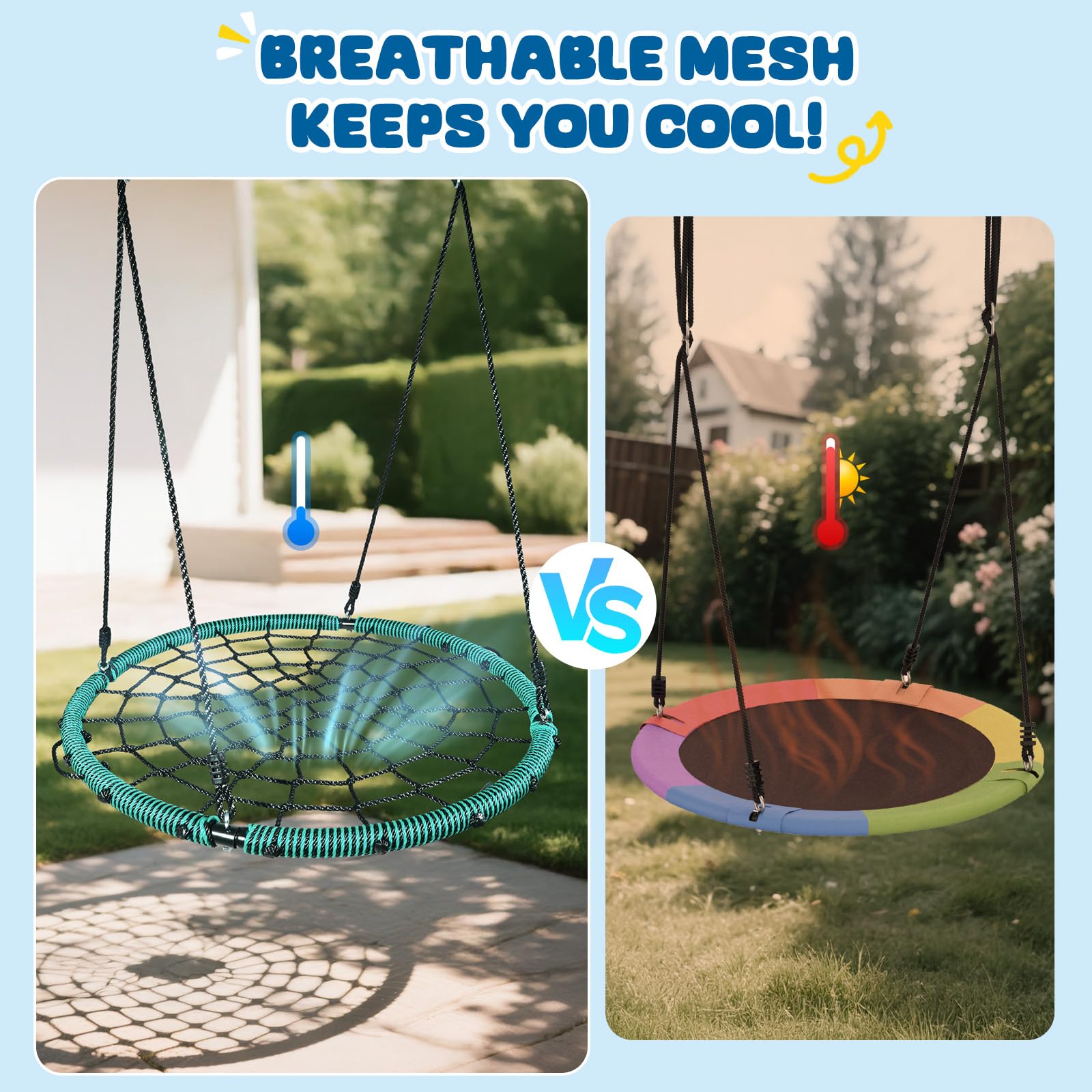 Trekassy 750lbs weight-rated tree swing supports kids and adults