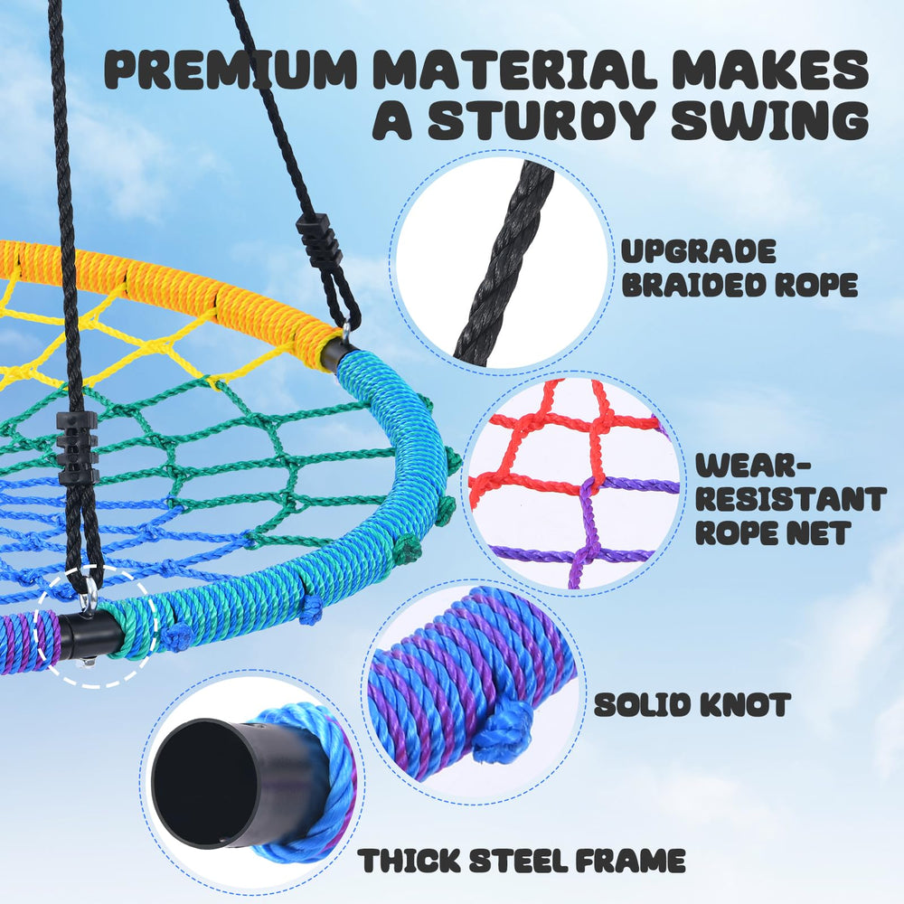 Trekassy durable net rope swing provides a smooth, safe seating surface.