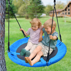 Trekassy family-friendly swing invites sit lie or sway in backyard.