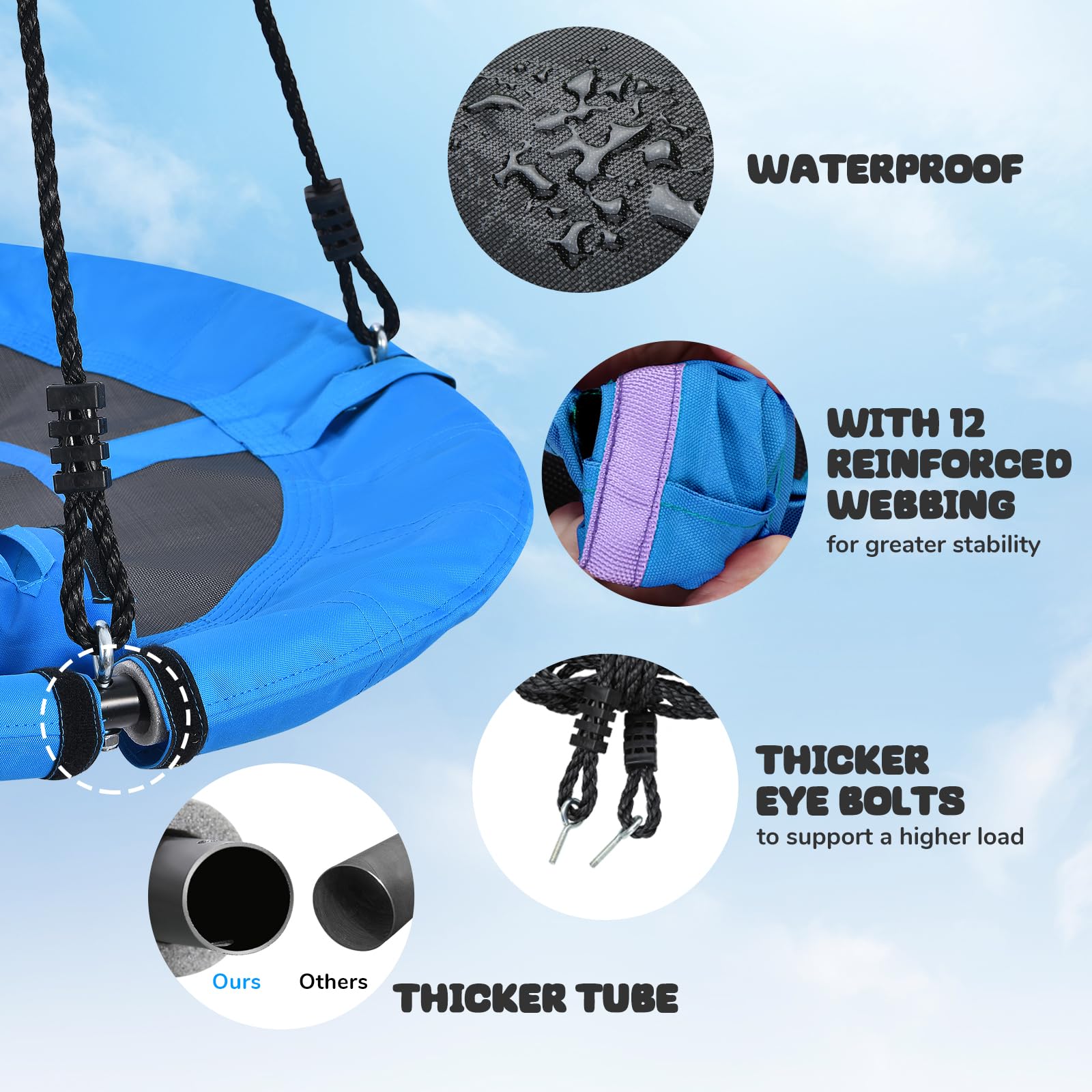 Trekassy padded steel frame minimizes bumps during active play.