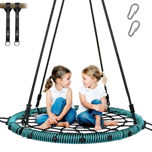 Trekassy spider web saucer swing 40in frame offers roomy family fun