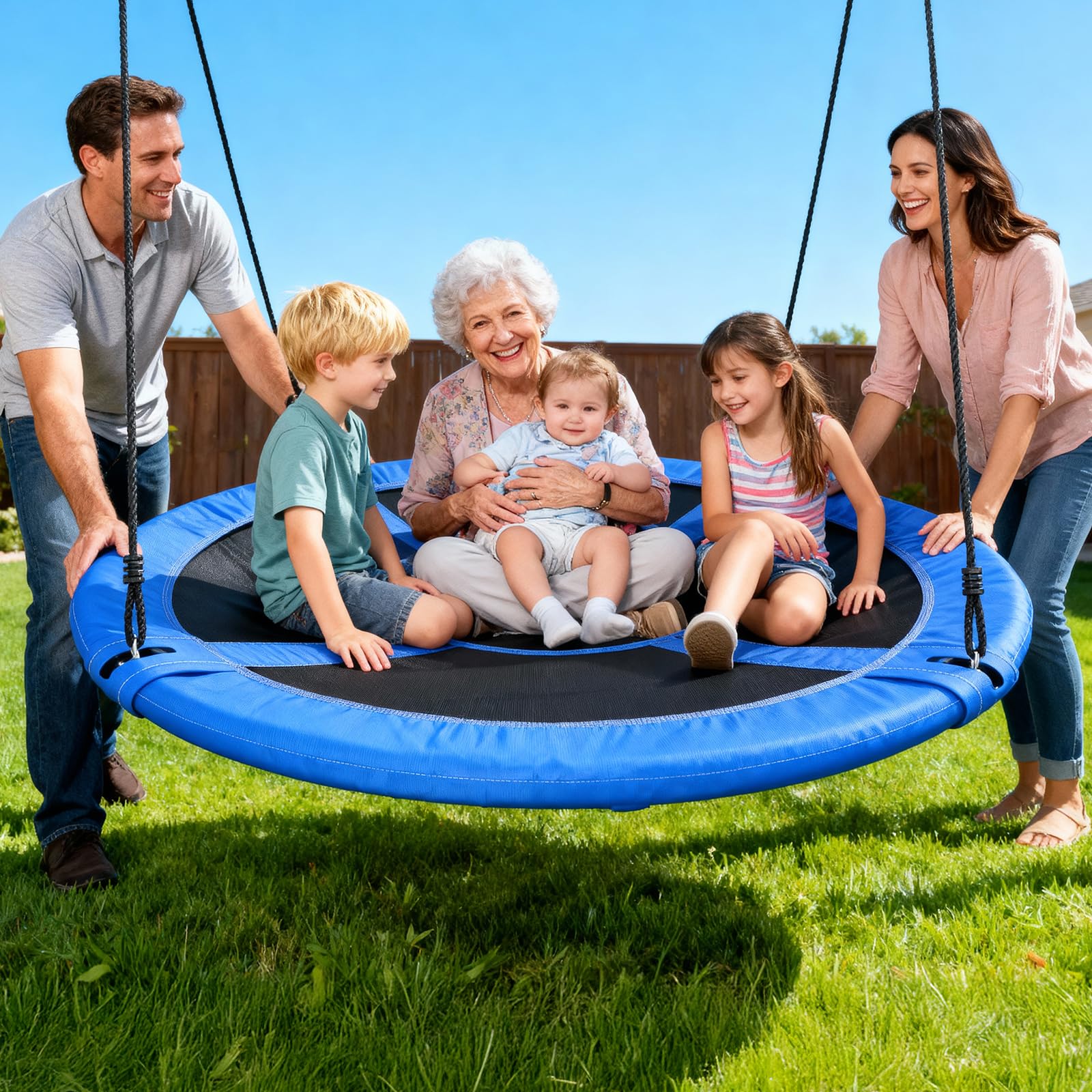 Trekassy two-point or multi-point hanging options adapt to trees, swingsets, or playgrounds.