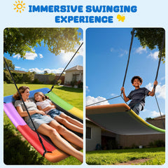 Trekassy two-tree straps and rope provide secure, adjustable mounting for safe swings.