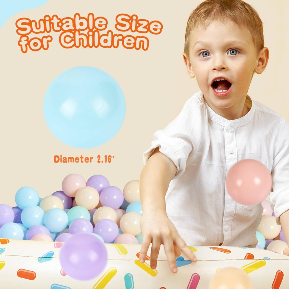 TRENDBOX macaron colors ball pit balls closeup highlighting BPA-free materials