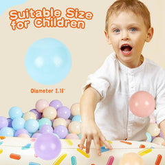 TRENDBOX macaron colors ball pit balls closeup highlighting BPA-free materials