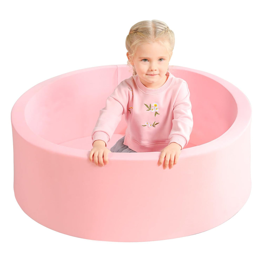 TrendBOX memory foam sponge ball pit setup shows a soft, safe play space for toddlers.