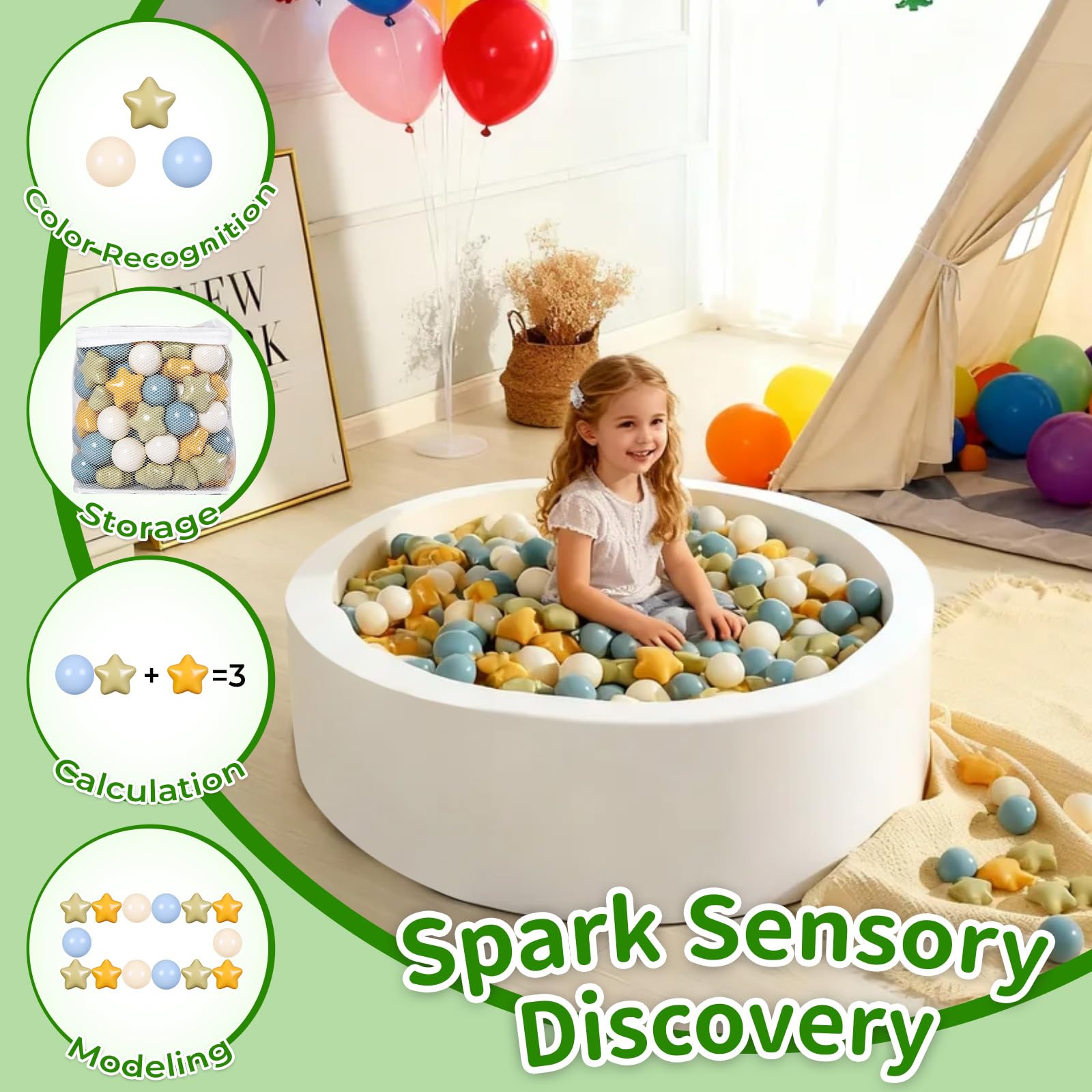 TRENDPLAY green star balls durable colorful pretend play options