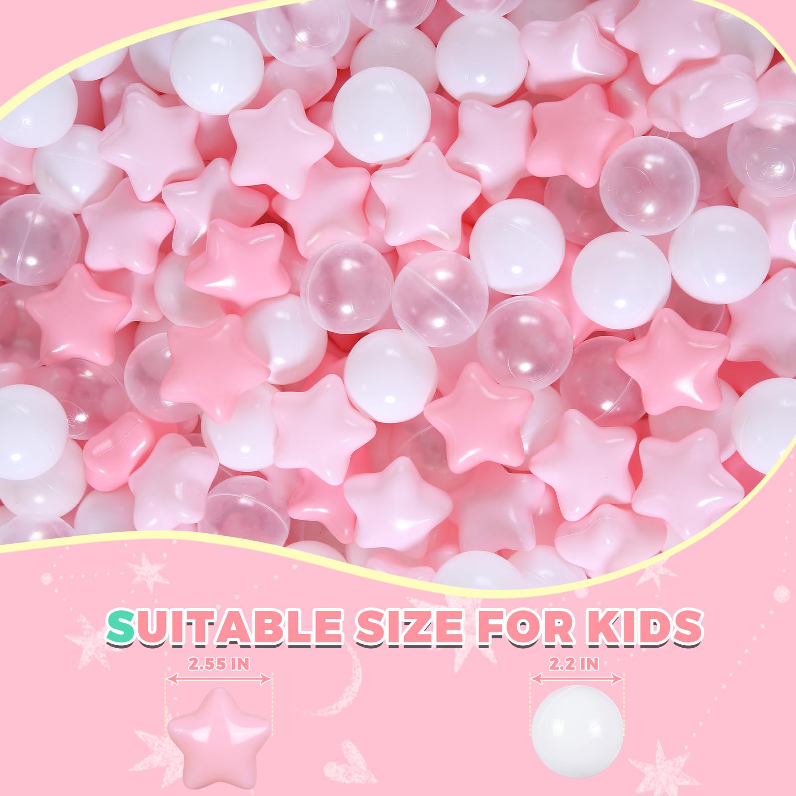 TrendPlay Star Ball Pit Balls in clear add sparkle to any play area.