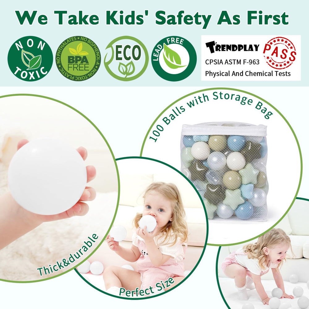 TRENDPLAY Star Ball Pit Balls creamy green close-up in a colorful play area.