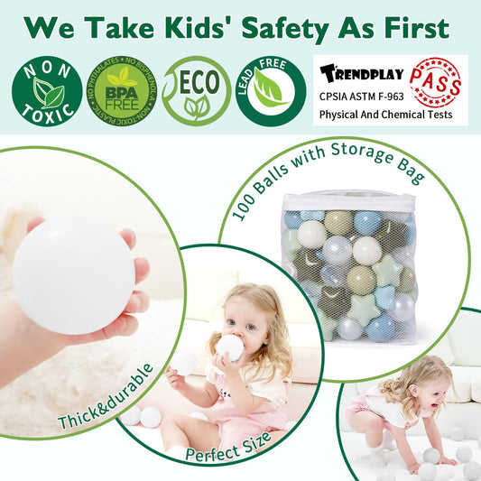 TRENDPLAY Star Ball Pit Balls creamy green close-up in a colorful play area.