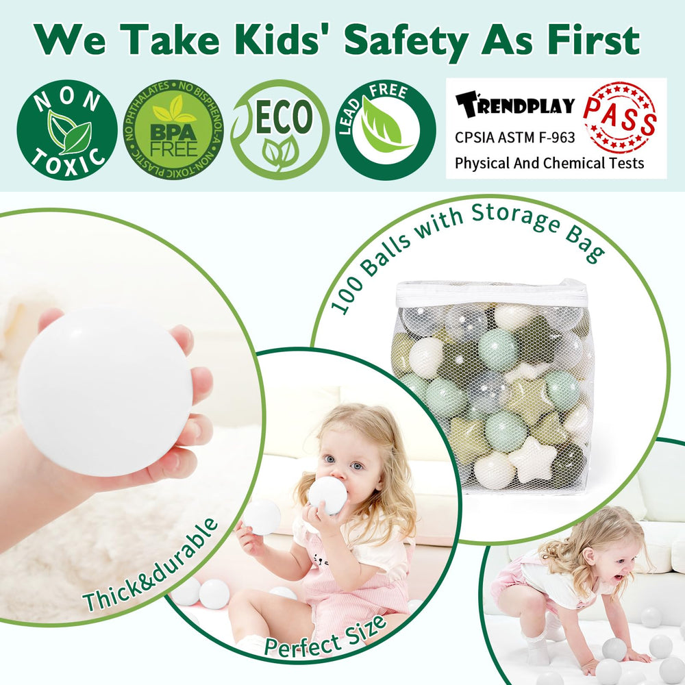 TrendPlay Star Ball Pit Ball Green close-up showing 2.2-inch size and star shape