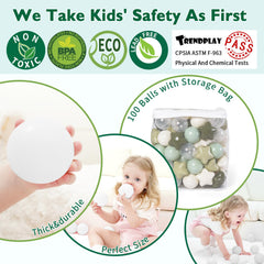 TrendPlay Star Ball Pit Ball Green close-up showing 2.2-inch size and star shape