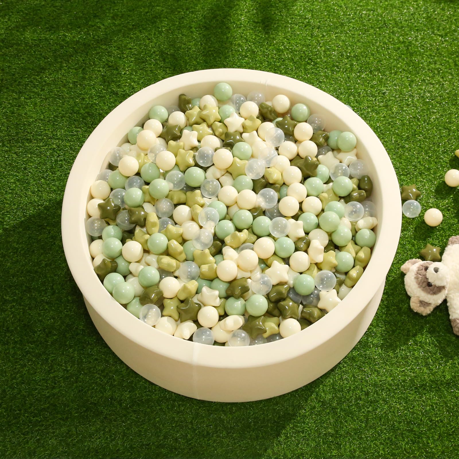 TrendPlay star ball pit balls green in storage bag for tidy cleanup and easy storage