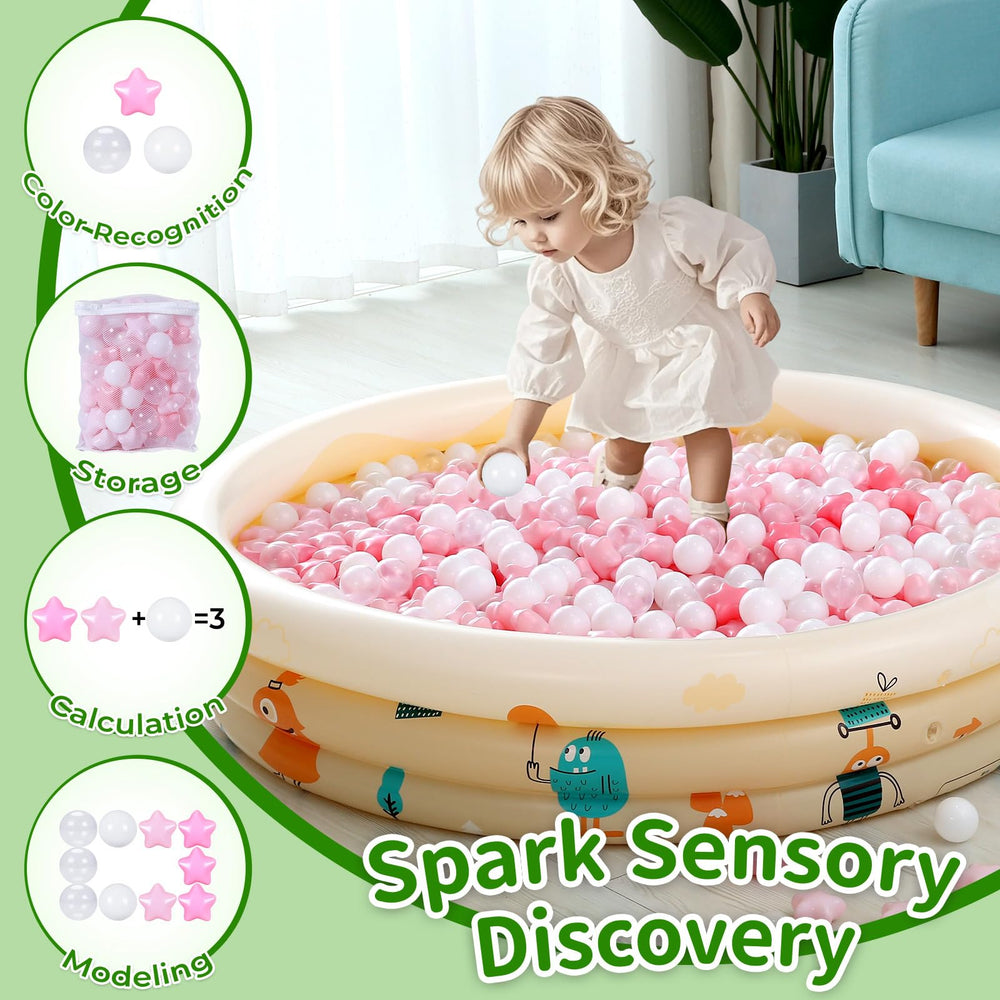 TrendPlay Star Ball Pit Balls in kids’ hands support hands-on color counting.