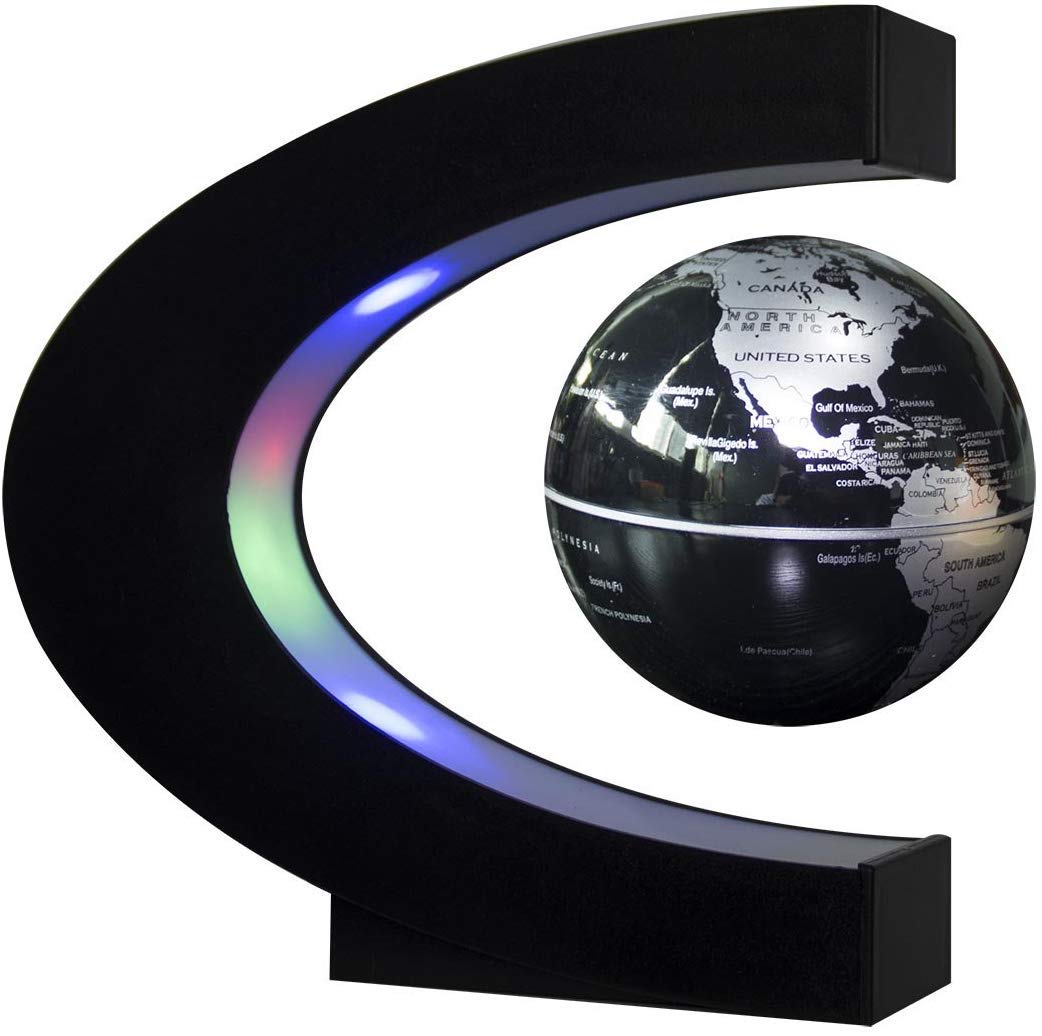 Trenzsary floating globe with LED lights adds modern desk ambiance