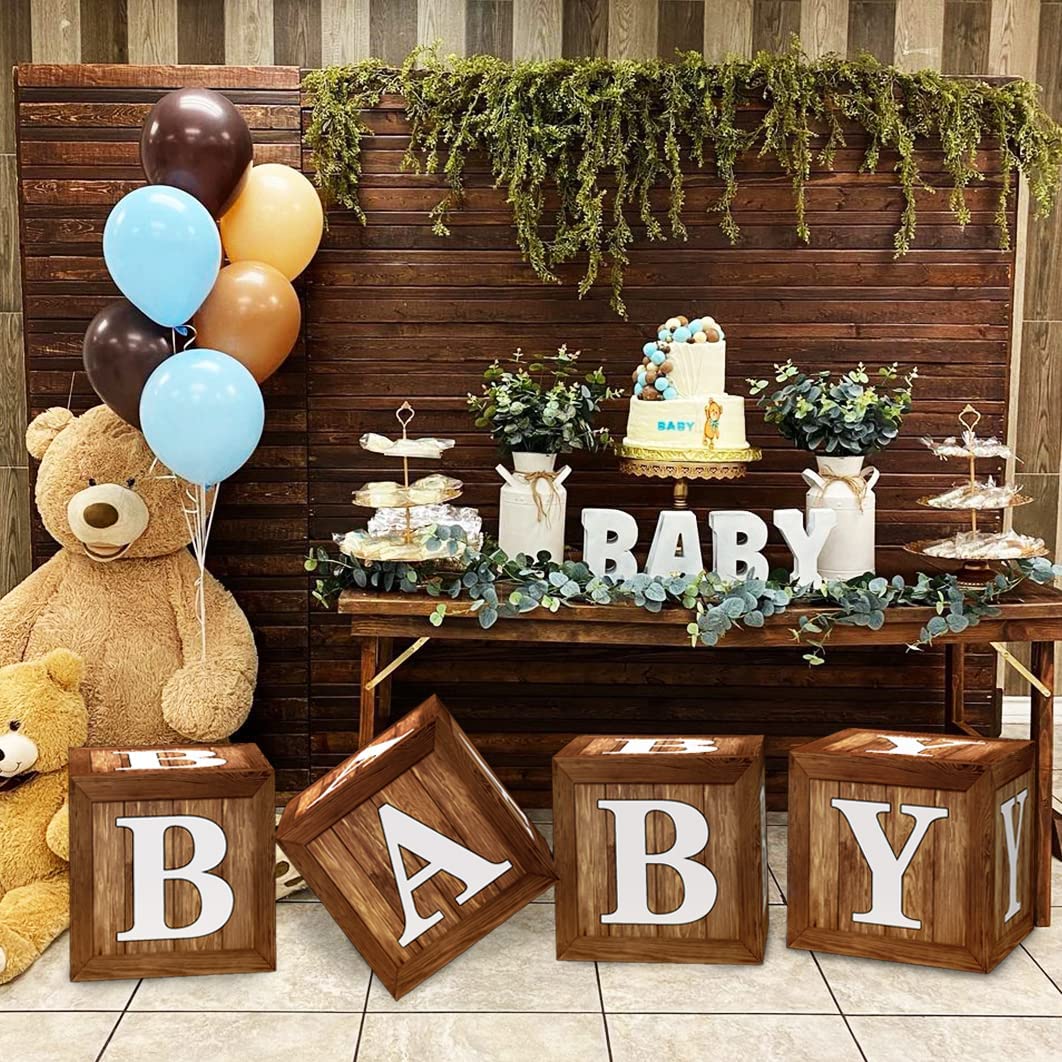 TREWAVE brown teddy bear blocks backdrop adds a cute focal point