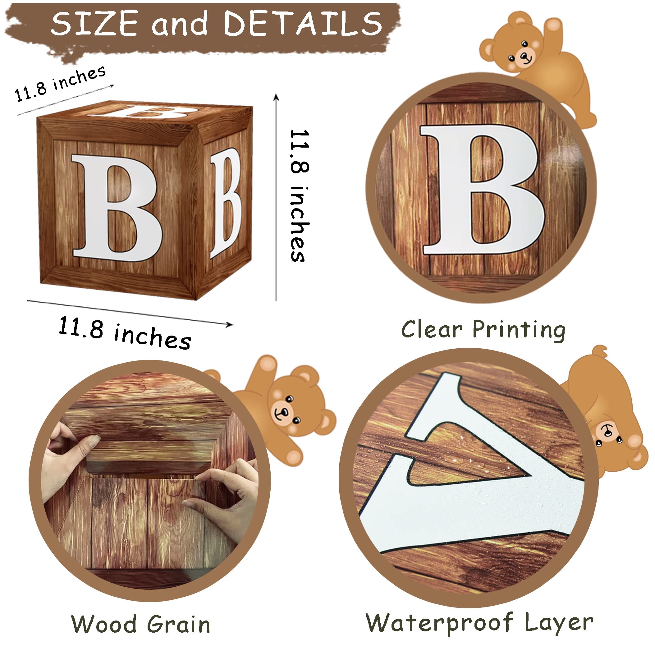 TREWAVE neutral woodgrain backdrop for versatile gender reveal decor