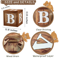 TREWAVE neutral woodgrain backdrop for versatile gender reveal decor