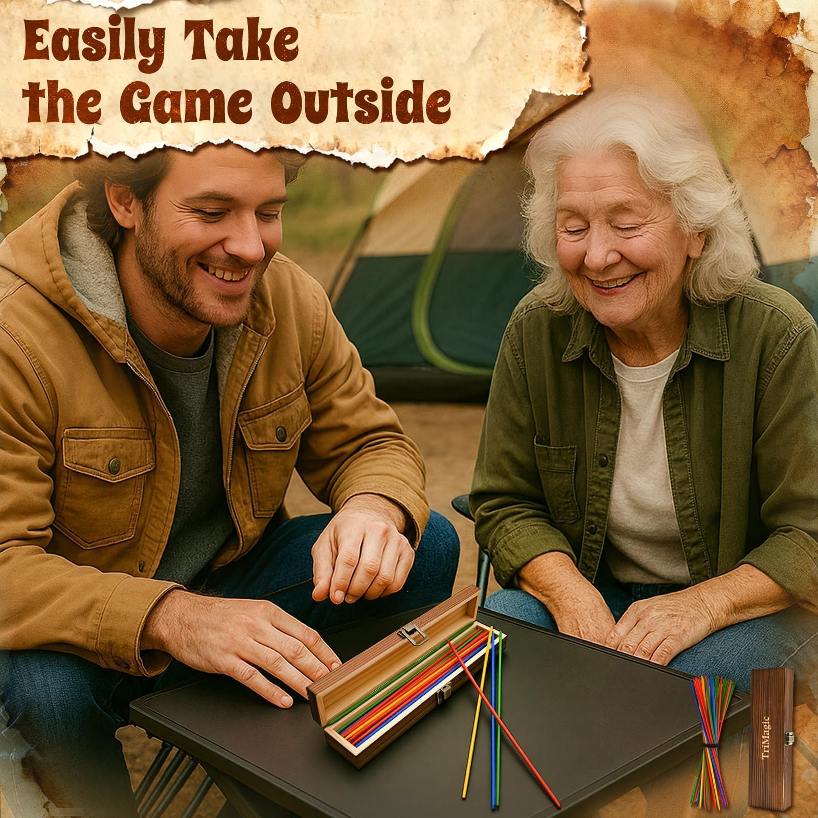 TriMagic Pick Up Sticks bright colors help players see targets and lift carefully