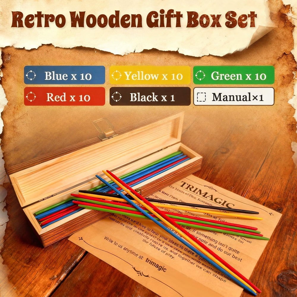 TriMagic Pick Up Sticks colorful wooden pieces for clear visibility during group play