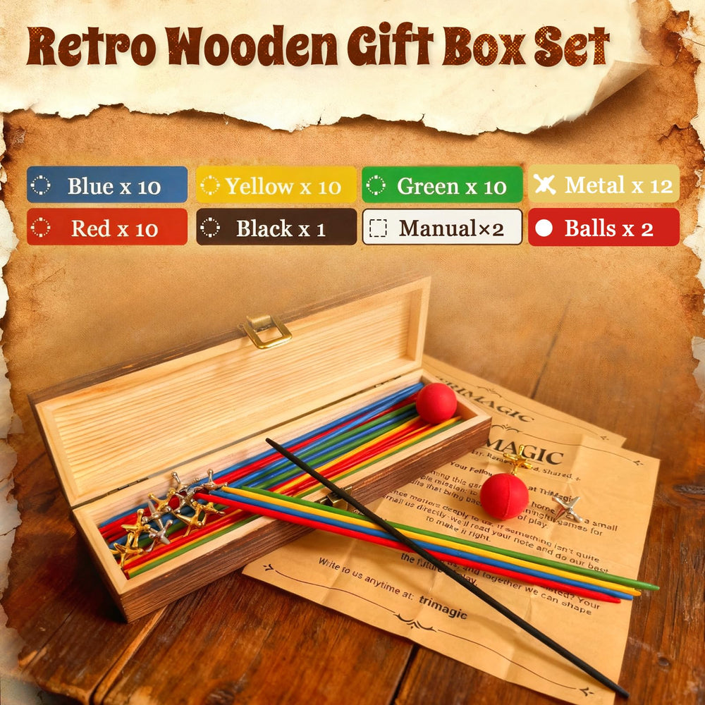 TriMagic wooden gift box for games keeps pieces organized and ready for display.