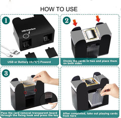 Triplgoat shuffler anti-slip trays keeping cards aligned during shuffle.