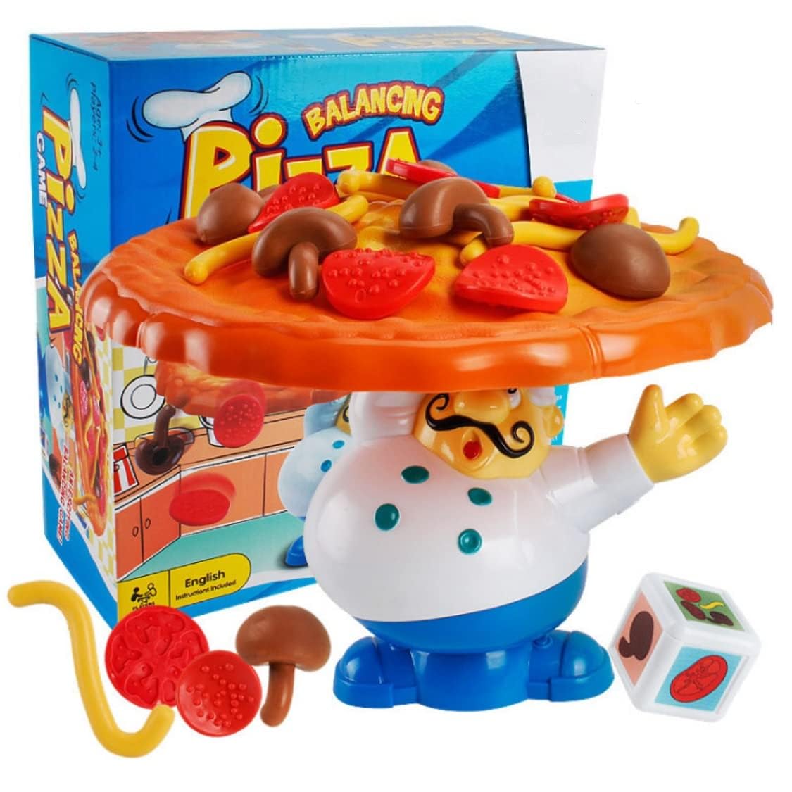 Trisquirrel Topple Pizza Game dice decide the next topping and tempo.