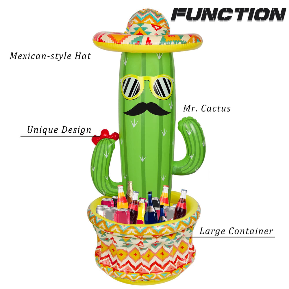 Triumpeek cactus cooler with detachable sombrero adds festive flair.