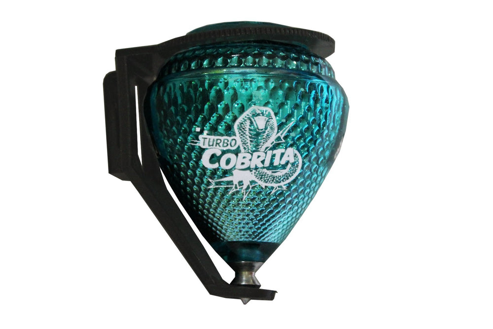 Trompo Cometa Cobrita includes four tops, strings, finger stars, and belt clips.