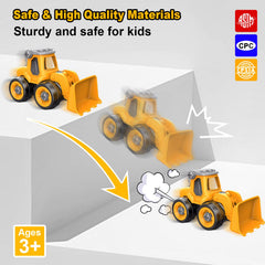 Trovogil bulldozer take apart truck used for interactive construction play and learning.