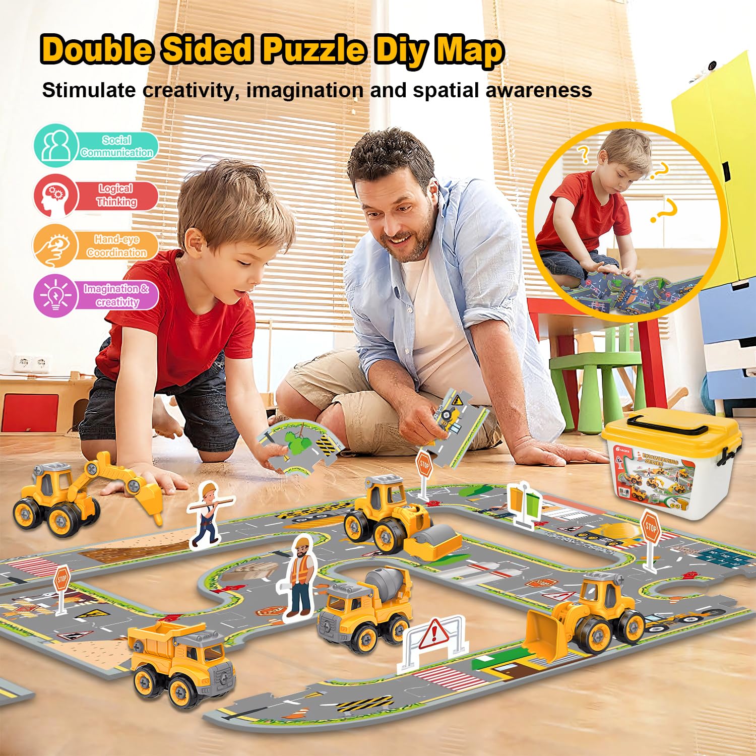 Trovogil excavator take apart truck shown in action supports imaginative building sessions for kids.