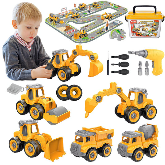 Trovogil take apart construction trucks set for hands-on STEM play and motor skill development.