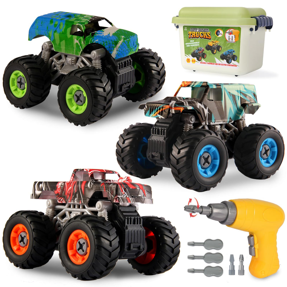 Trovogil take apart monster truck set front view showcasing safe, interactive STEM play.