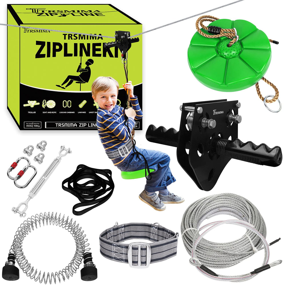 Trsmima 76ft backyard zipline setup ready for safe family fun.