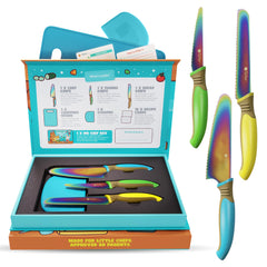 TruChef kids knife set rainbow blades for safe, creative cooking at home