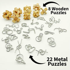 True Genius metal disentanglement puzzles pack shows complex solutions in metal.