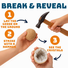 TruEnergy Break Your Own Geodes Kit kid-friendly setup invites hands-on discovery at home or school.