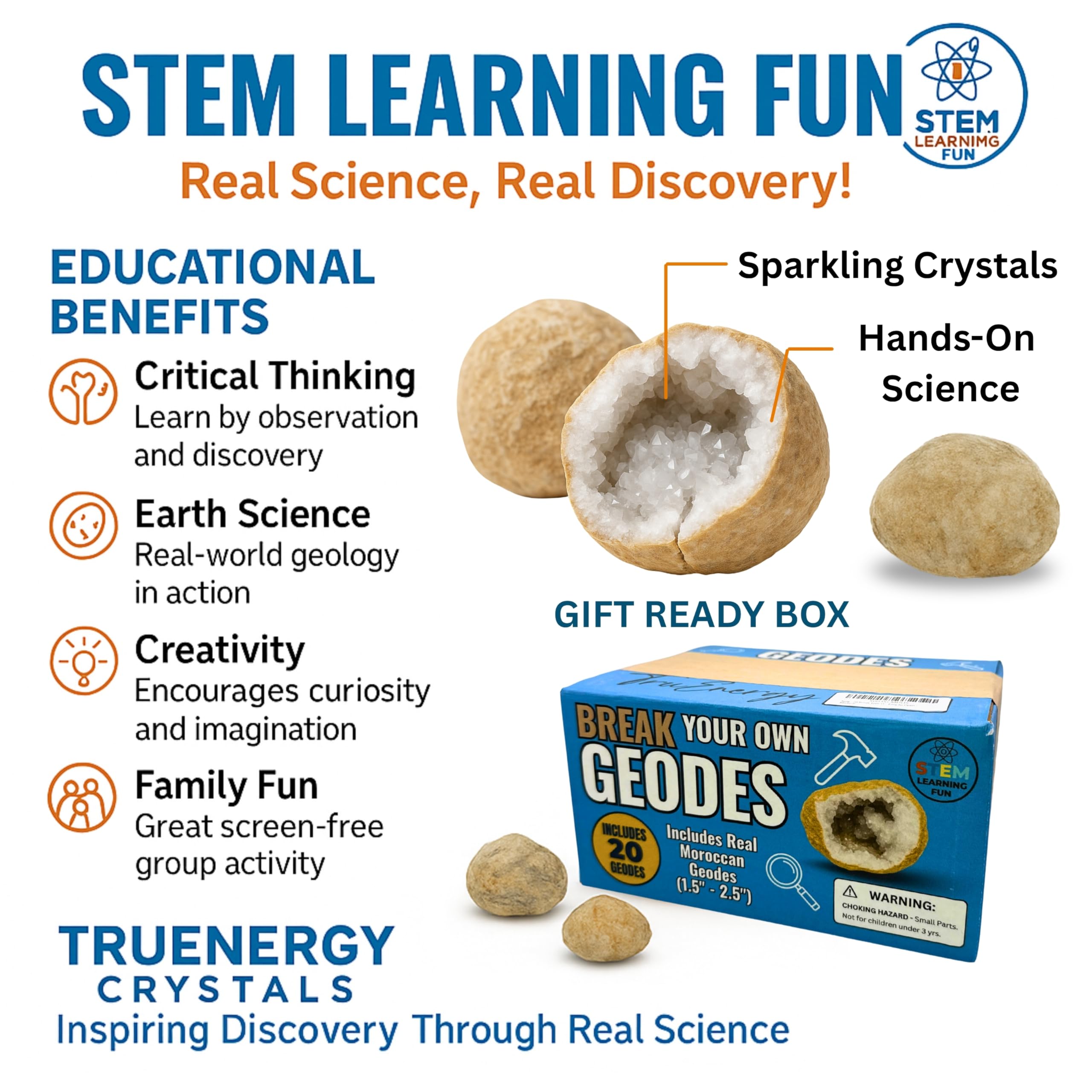 TruEnergy geodes are five times easier to open for young learners.