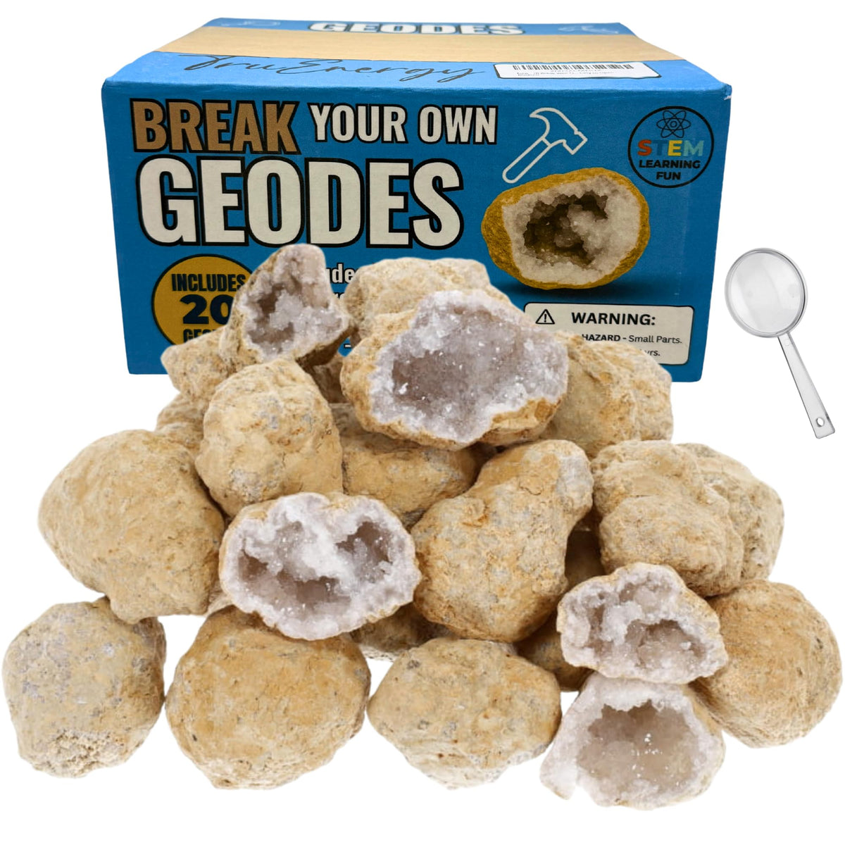 TruEnergy geodes for kids break-open science kit box—hands-on exploration for curious minds.