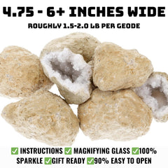 TruEnergy unboxing experience highlights the size and color of the two jumbo geodes