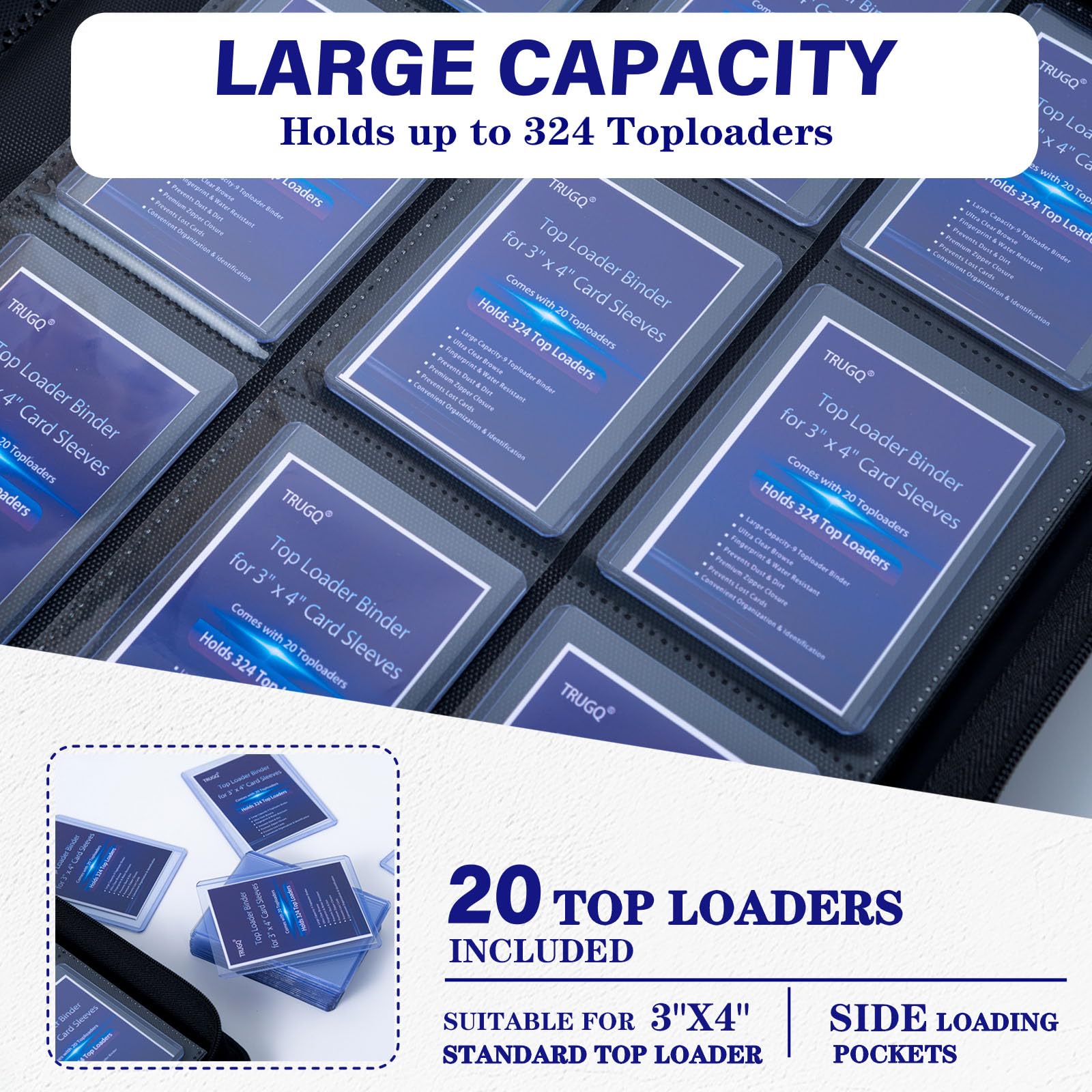 TRUGQ Toploader Binder spine label helps quick organization at a glance
