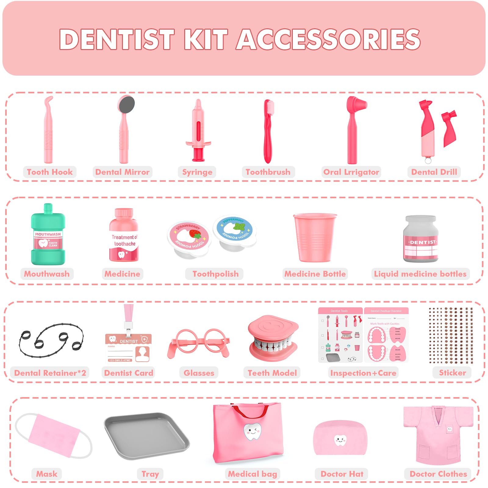 Trulloyoo Dentist Play Set toothbrush encourages brushing practice and hygiene habits