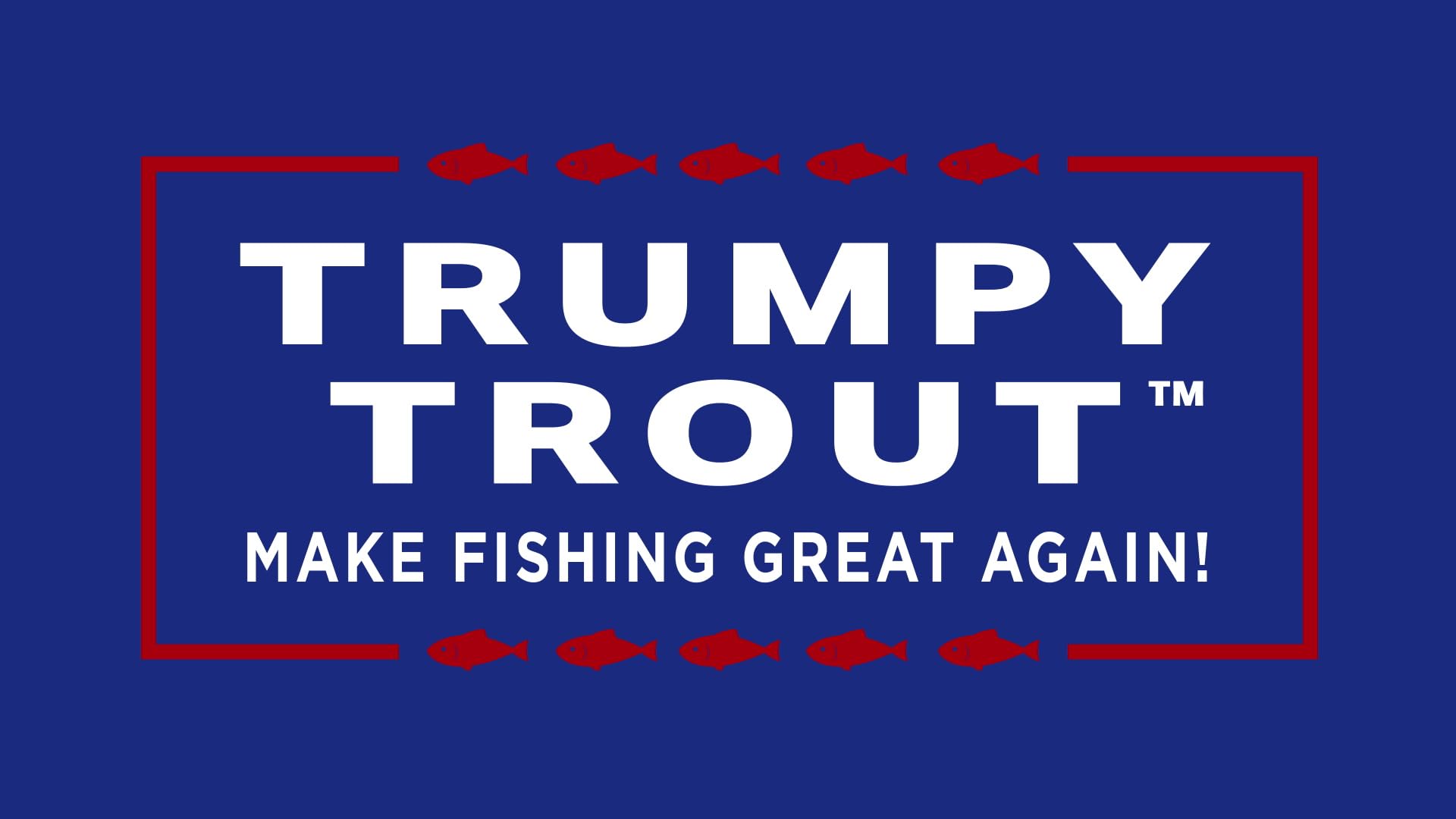 TRUMPY TROUT desk-stand display on a shelf for desks and offices