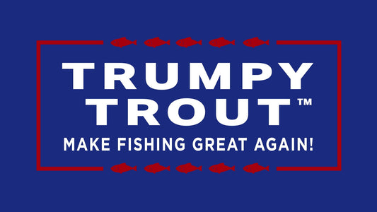 TRUMPY TROUT desk-stand display on a shelf for desks and offices