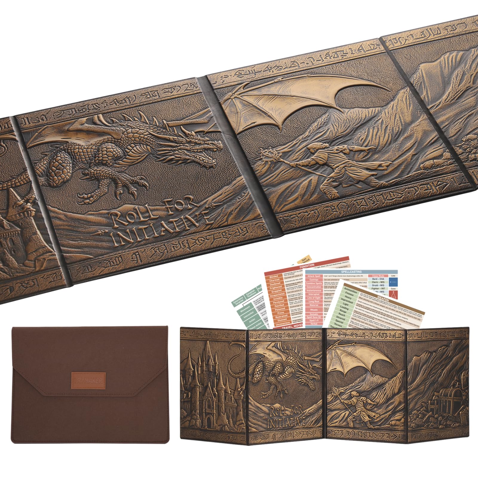Trymaker DM Screen 5e in faux leather hides notes and maps