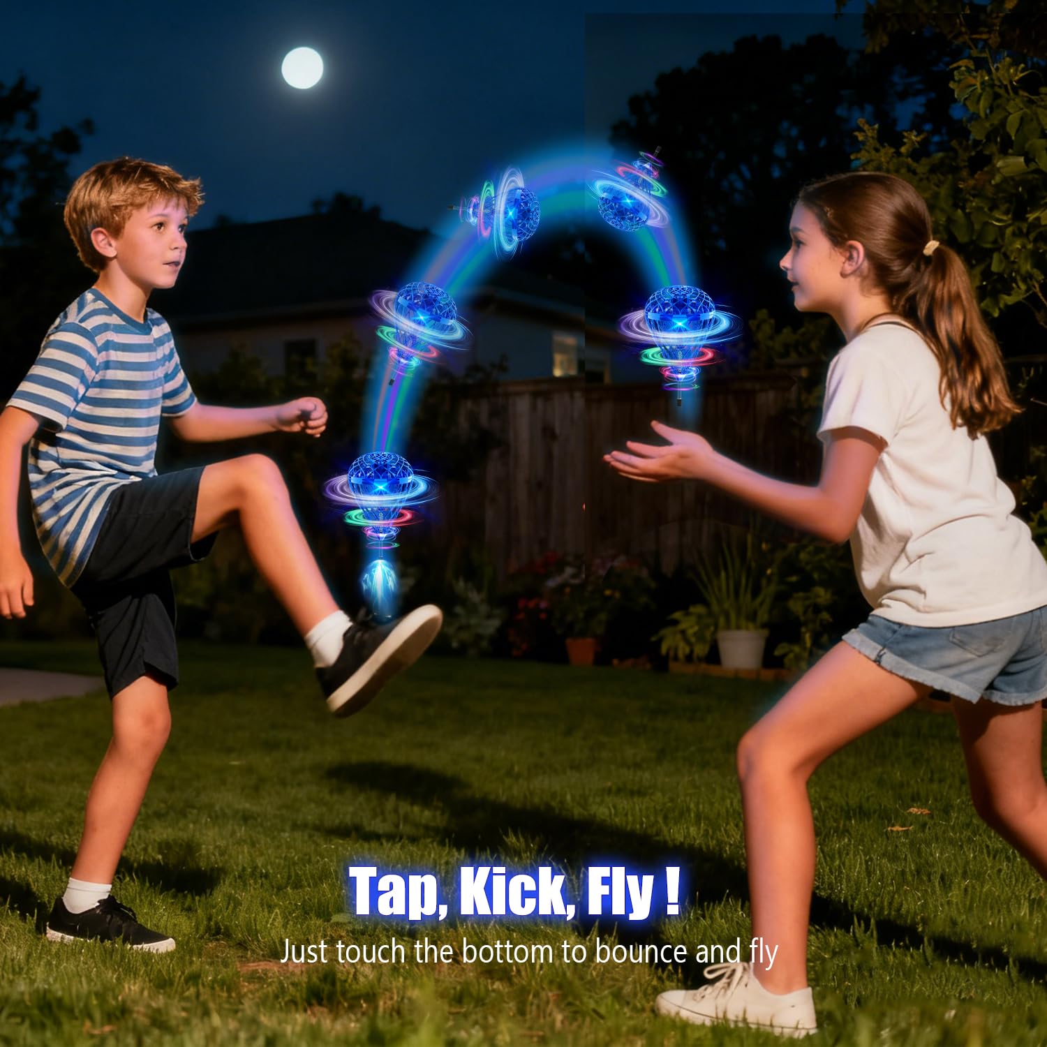TrysGame Flying Ball hover, spin, and 3D flip highlight key tricks for party fun.