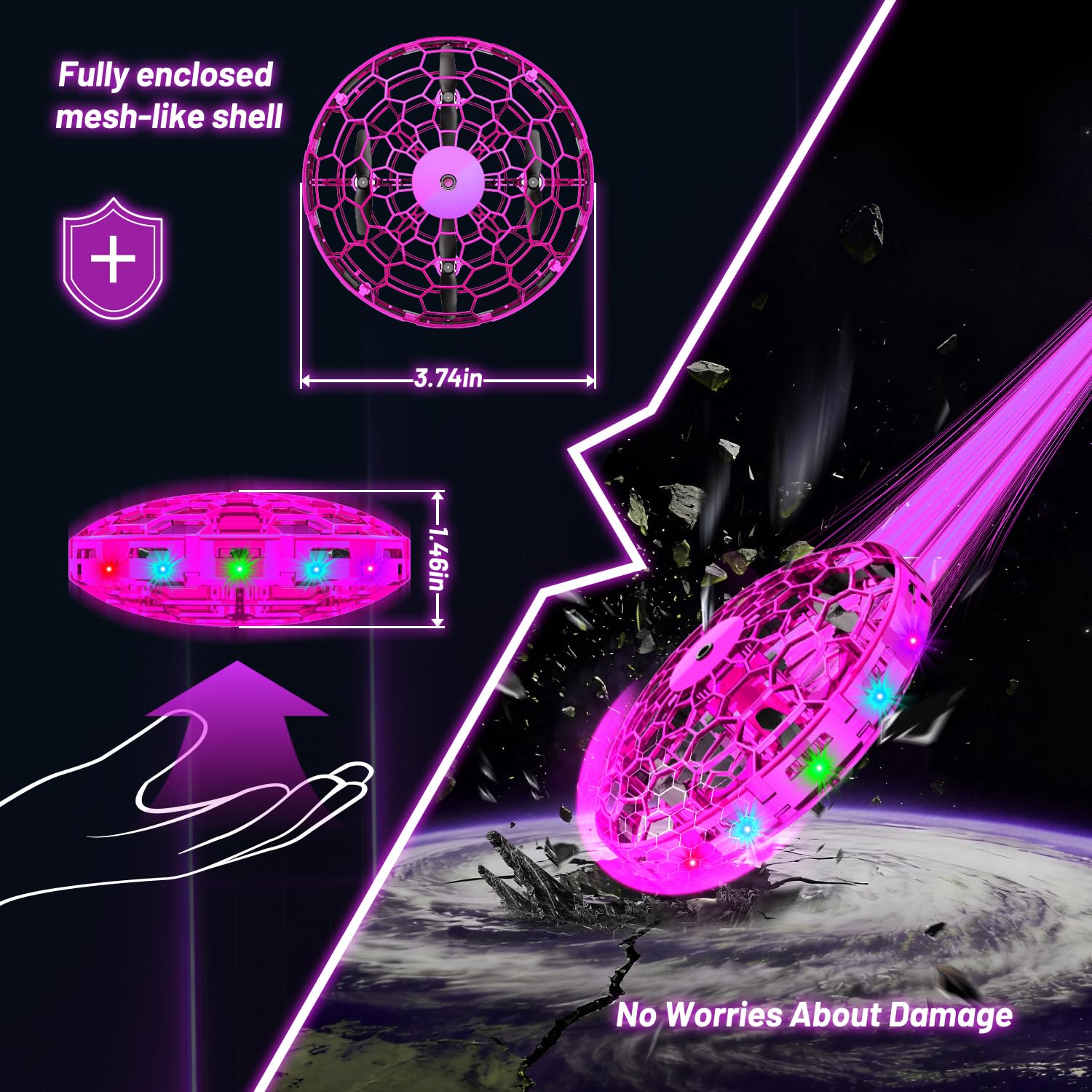 TrysGame pink safety-shell emphasizes soft, crash-resistant design.